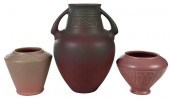 THREE ROOKWOOD PINK GLAZED ART