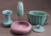 THREE ROOKWOOD VASES, A BOWL A