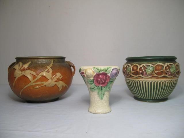 Three Roseville art pottery