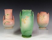 THREE ROSEVILLE POTTERY IXIA V