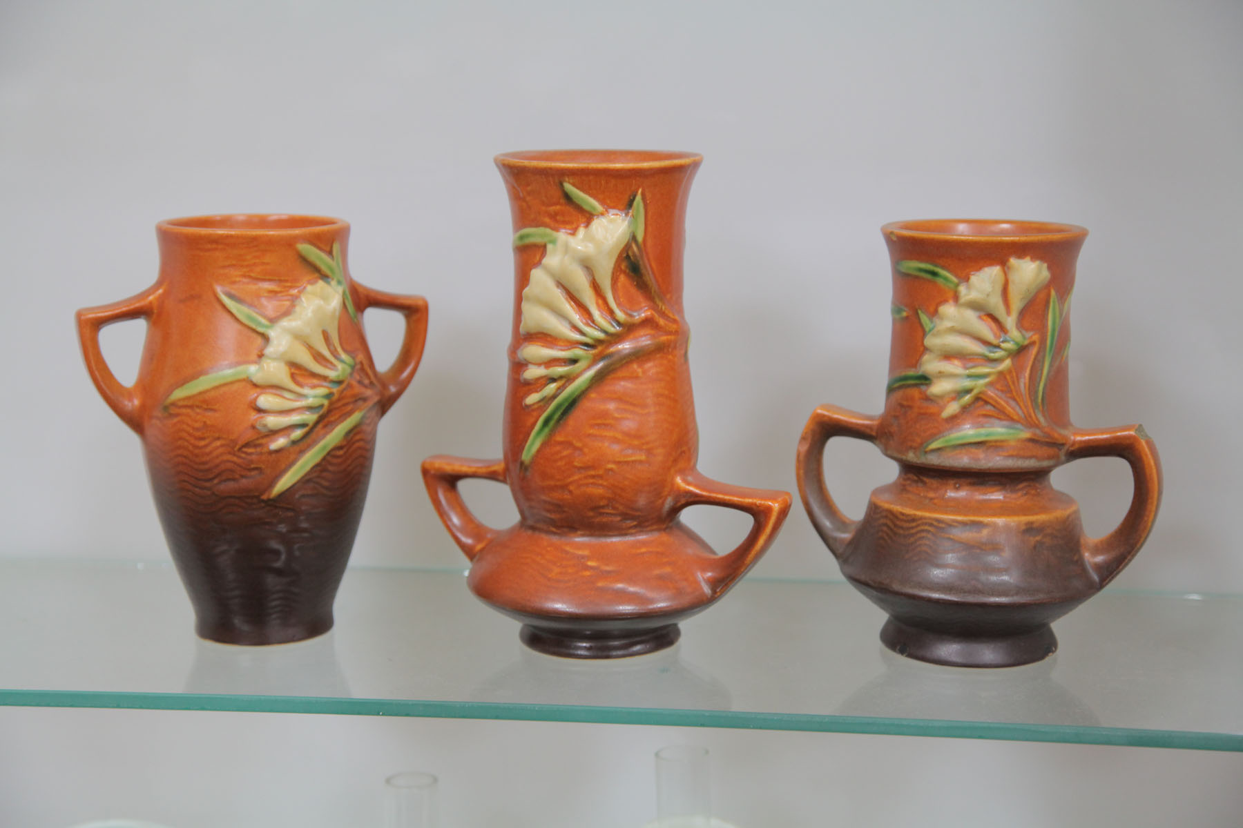 THREE ROSEVILLE VASES.  Ohio 