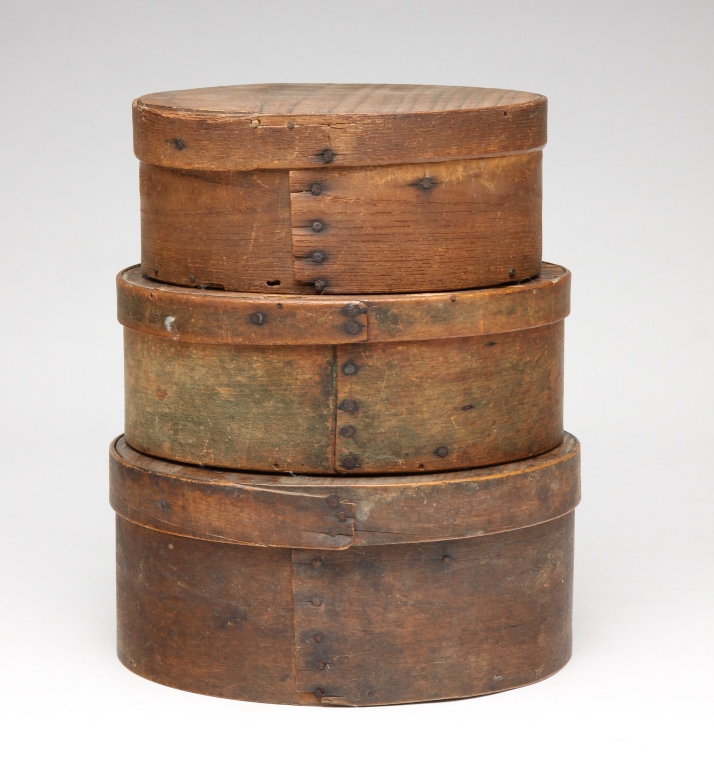 THREE ROUND BENTWOOD LIDDED