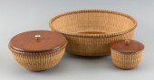 THREE ROUND NANTUCKET BASKETS