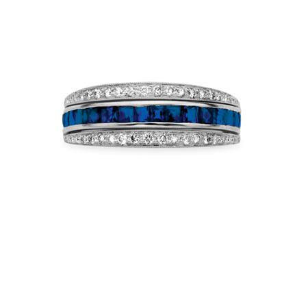 Three Row Diamond, Sapphire and