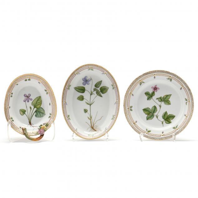 THREE ROYAL COPENHAGEN 'FLORA