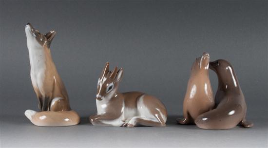 Three Royal Copenhagen porcelain