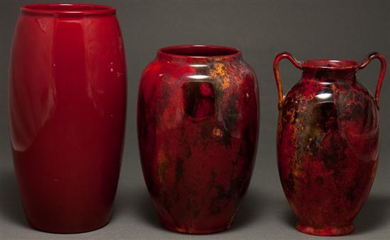 Three Royal Doulton flambe glazed