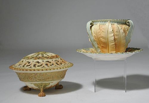 THREE ROYAL WORCESTER PORCELAIN