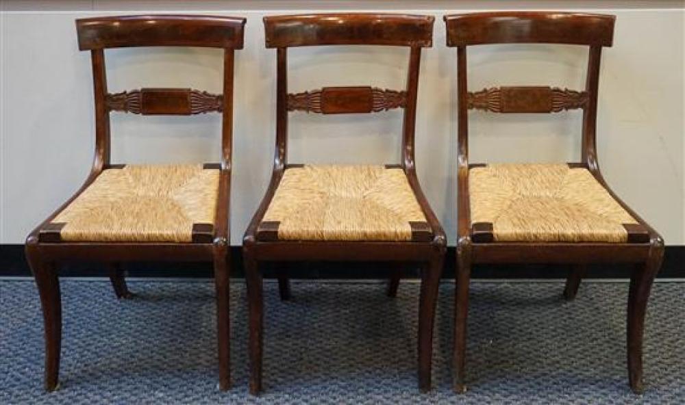 THREE RUSH SEAT SIDE CHAIRSThree