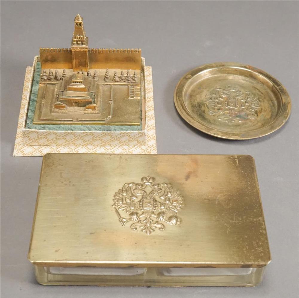 THREE RUSSIAN BRASS DESK