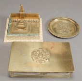 THREE RUSSIAN BRASS DESK OBJEC