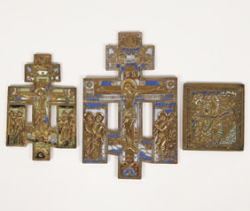 Three Russian brass icons with