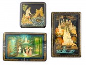 THREE RUSSIAN LACQUER BOXES, A