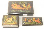 THREE RUSSIAN LACQUER BOXES, H