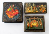 THREE RUSSIAN LACQUER BOXES, P