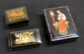 THREE RUSSIAN LACQUER BOXESThr
