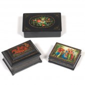 THREE RUSSIAN LACQUER WOOD FOL