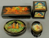 Three Russian lacquerware deco