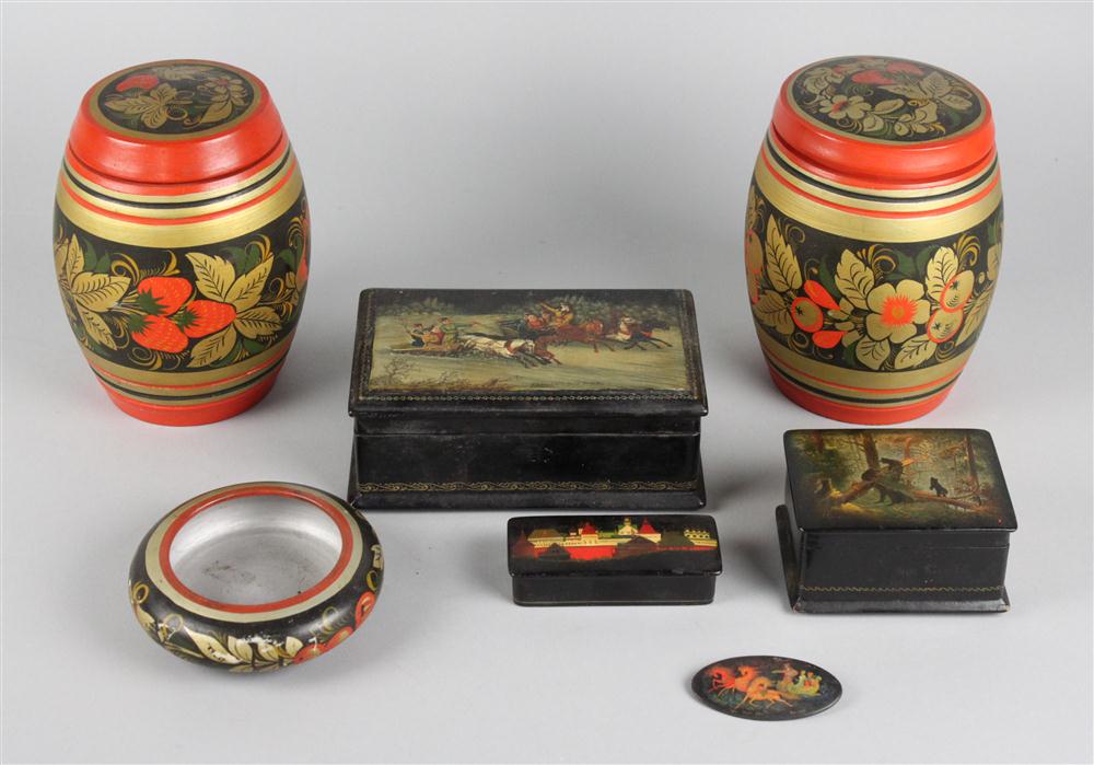 THREE RUSSIAN LAQUER BOXES