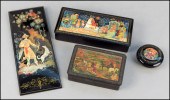 THREE RUSSIAN LAQUERED BOXES.