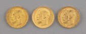 THREE RUSSIAN NICHOLAS II 15 R