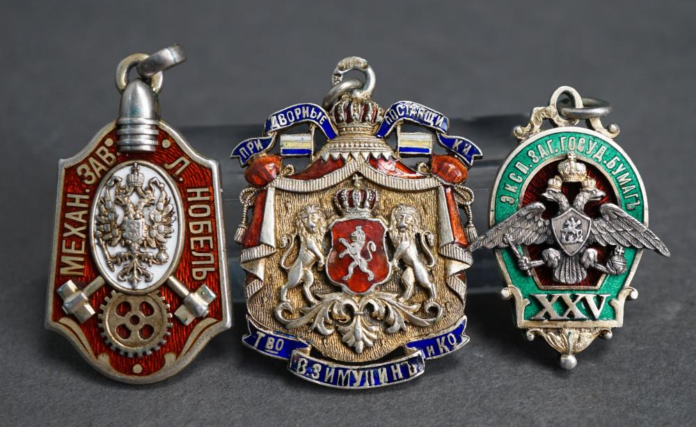 THREE RUSSIAN SILVER AND ENAMEL