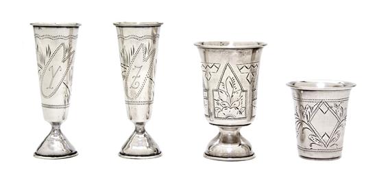 Three Russian Silver Cordials two