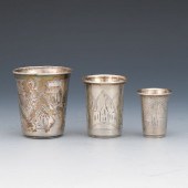 THREE RUSSIAN SILVER CUPS   A