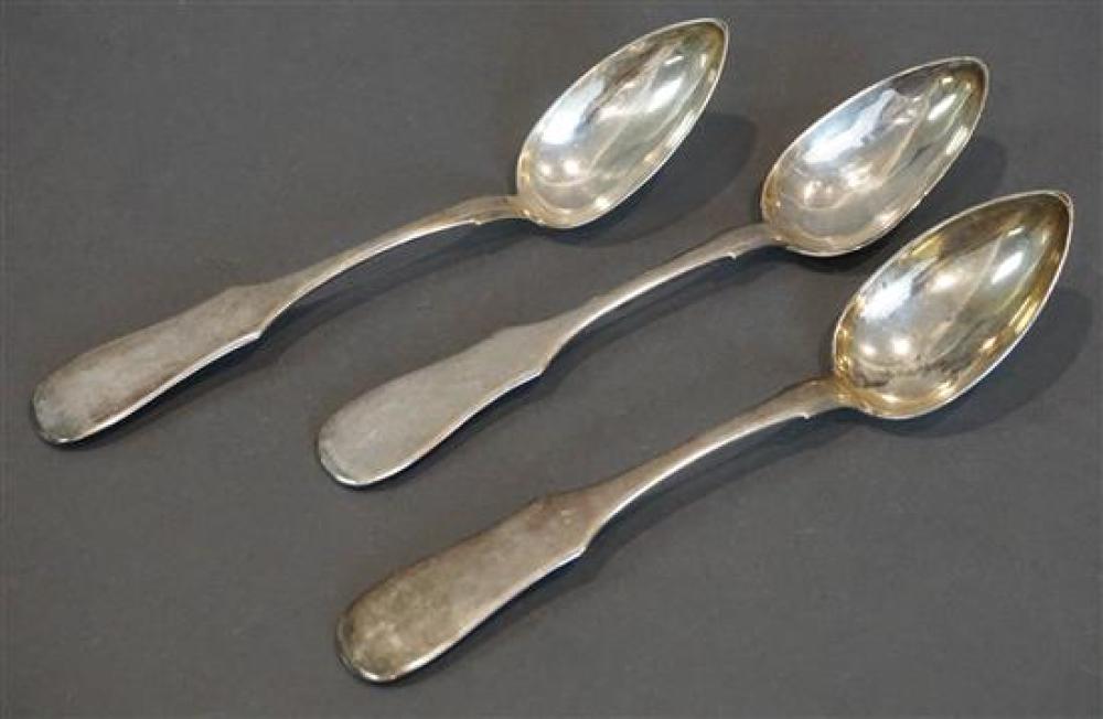 THREE RUSSIAN SILVER SPOONS, 7.5