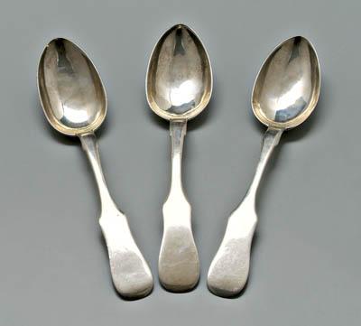 Three Russian silver spoons: shaped