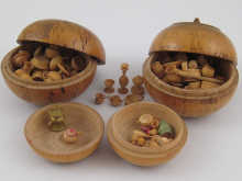 Three Russian turned birchwood
