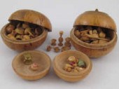 Three Russian turned birchwood