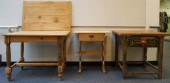 THREE RUSTIC PINE TABLES, LARG