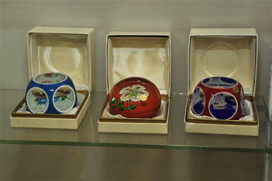 THREE SAINT LOUIS PAPERWEIGHTS.