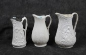 THREE SALT GLAZE PITCHERSTHREE