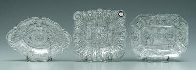 Three Sandwich glass dishes: one