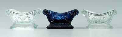 Three Sandwich glass sleigh