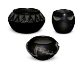 THREE SANTA CLARA PUEBLO BLACK