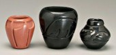 Three Santa Clara vases: one b