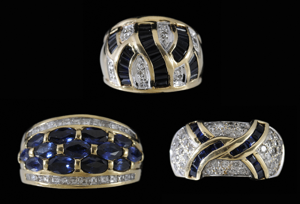 Three Sapphire and Diamond Rings