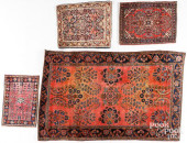 THREE SAROUK MATS AND A THROW