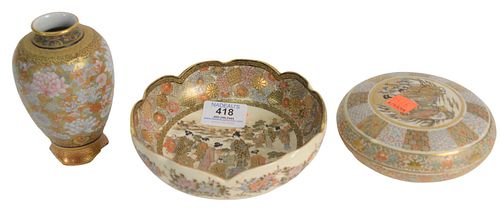 THREE SATSUMA PIECES TO INCLUDE A