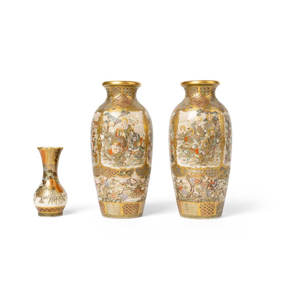 THREE SATSUMA VASES MEIJI PERIOD ??