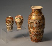 THREE SATSUMA VASESThree piece