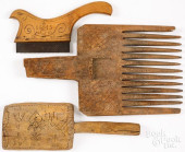 THREE SCANDINAVIAN CARVED WOOD
