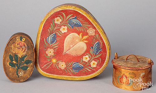 THREE SCANDINAVIAN PAINTED BENTWOOD