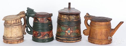 THREE SCANDINAVIAN TANKARDS AND