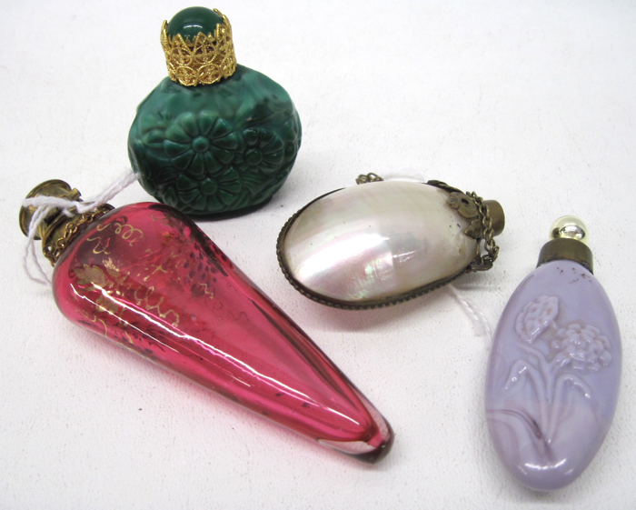 THREE SCENT BOTTLES & A SNUFF
