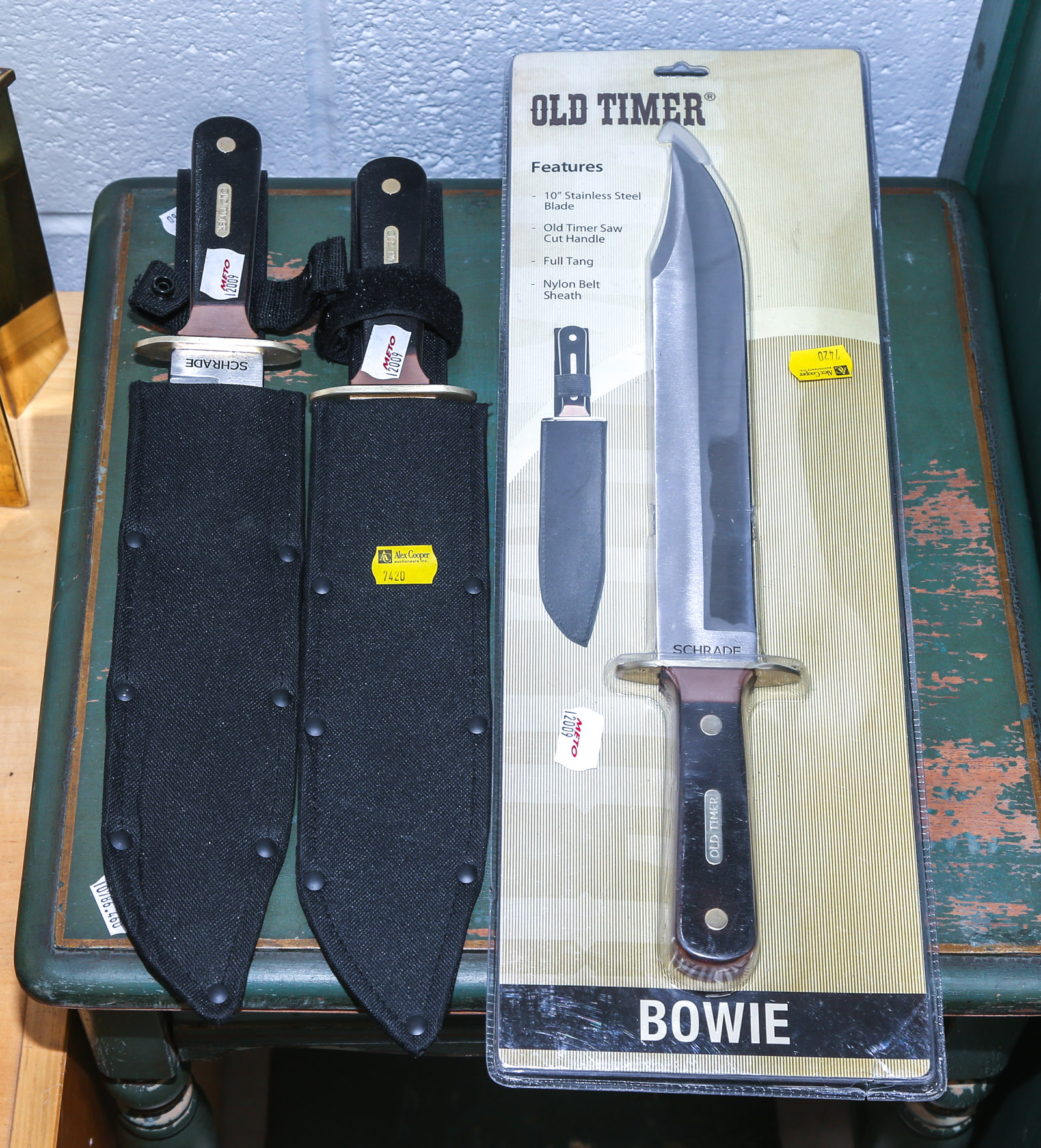 THREE SCHRADE BOWIE STYLE KNIVES