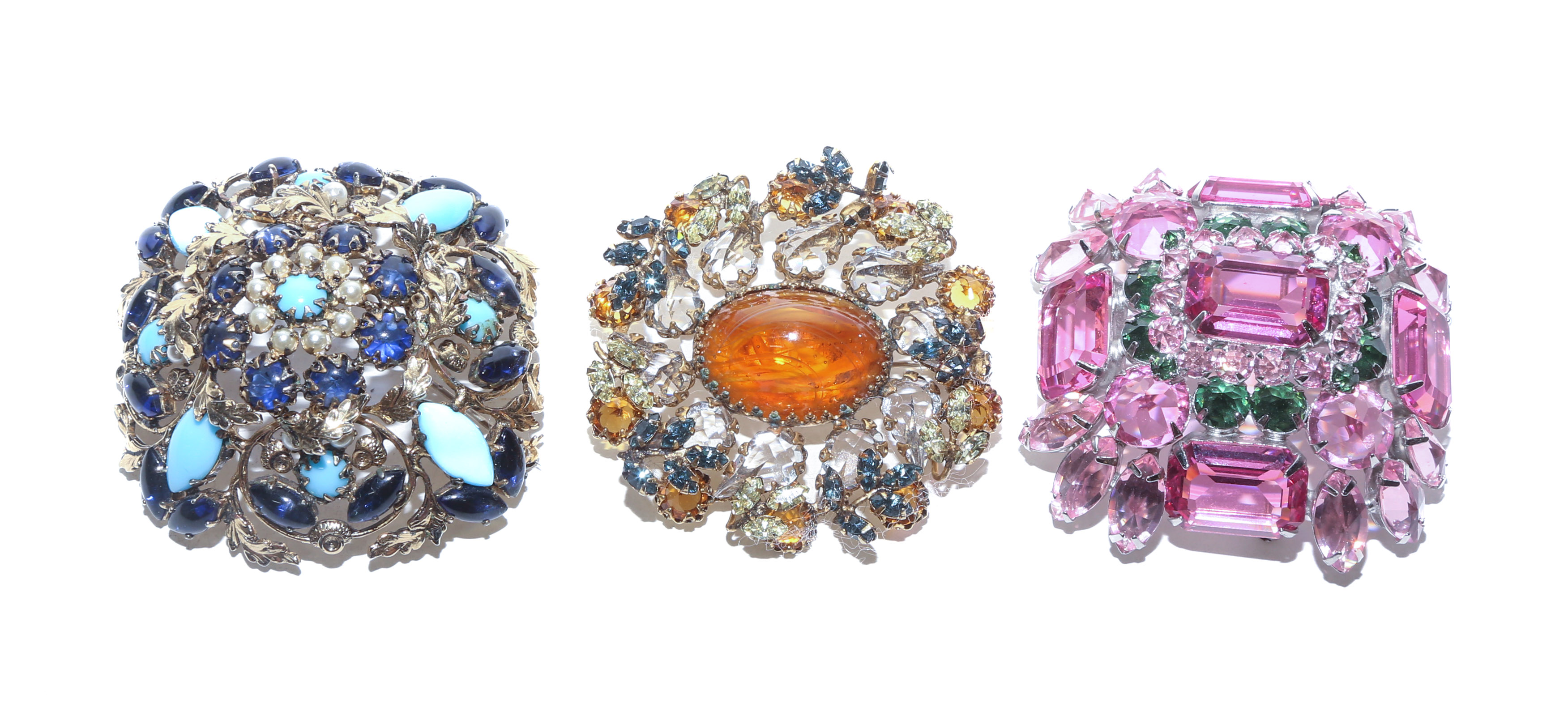 THREE SCHREINER NY BROOCHES